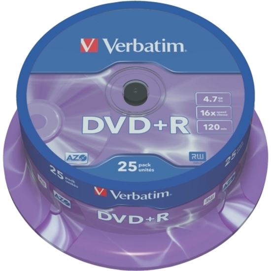 Слика на DVD+R, 4.7GB/120min, 16x Speed, Spindle, Сет 1/25, Verbatim, VER43500