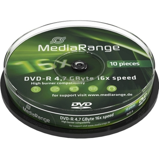 Слика на DVD-R, 4.7GB/120min, 16x Speed, Сет 1/10, Media Range, MR452