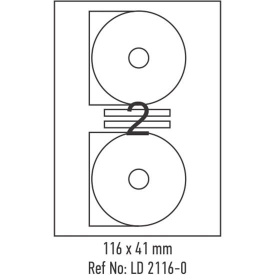 Слика на Етикети, A4, 1/100, фи 116*41мм, за цд, LD, 2116-0