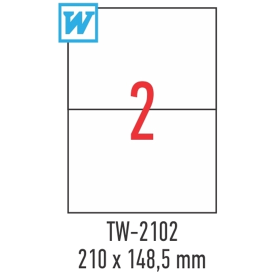 Слика на Етикети, А4, 1/100, 210*148,5мм, Tanex, TW-2102, Бела