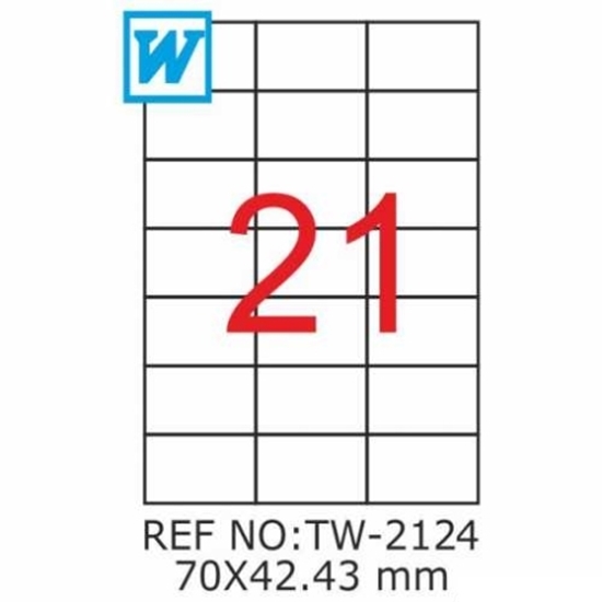 Слика на Етикети, А4, 1/100, 70*42,43мм, Tanex, TW-2124, Бела
