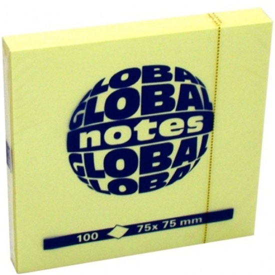 Слика на Мемо блок, 75*75мм, 100 Листа, Тврда Корица, Global Notes, Жолта