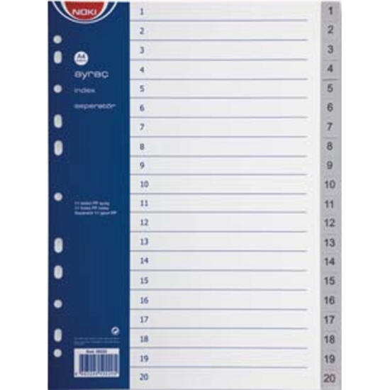 Слика на Разделник, 1-20 бројки, А4, пвц, Noki 59220, Exxo Dosy TS120