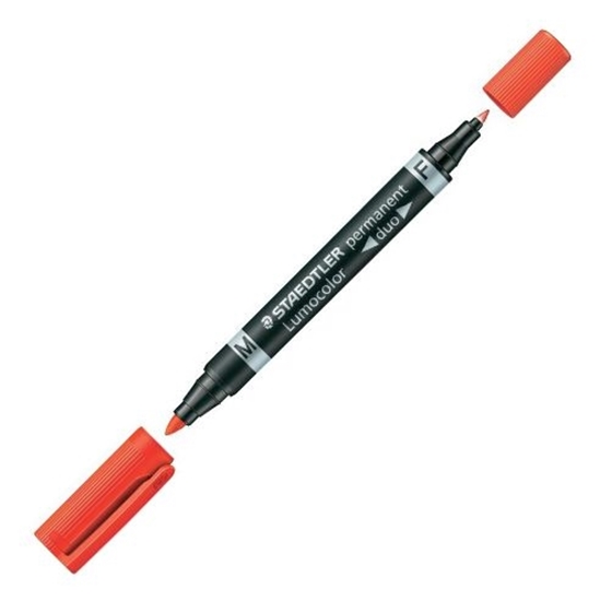 Слика на Маркер, Перманентен, Двостран, Остар Врв, F/M, Staedtler,Lumocolor®,348-2,Црвена