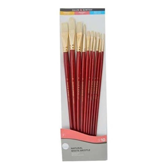 Слика на Четки, Долга Дршка, Сет 1/10, Daler Rowney, White Bristle, 216940110