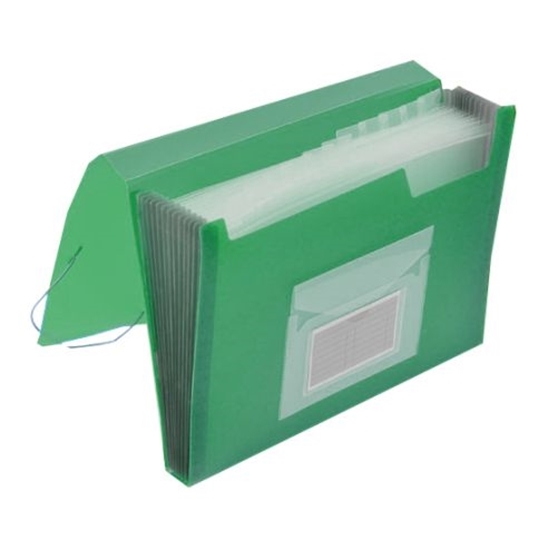 Слика на Папка со ластик, 6 прегради и џеб, А4, 330*240*30 мм., PBS, KF16599, Зелена