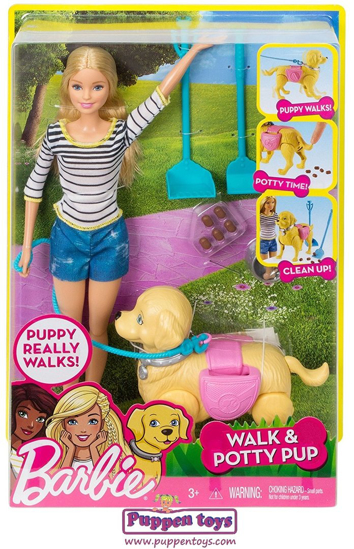 Слика на Кукла, барби со кученце на прошетка,DYH16/DWJ68
