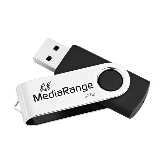 Слика на USB Flash Drive, 32GB, USB 2.0, Media Range, MR911, Црно-Сребрена