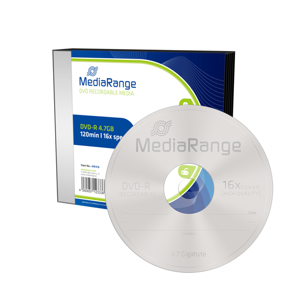 Слика на DVD-R, 4.7GB, 16x Speed, 1/1, Media Range, Slimcase, MR418