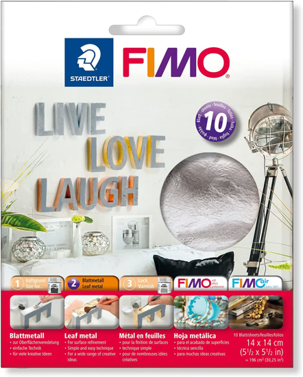 Слика на Фолија финиш,За глина,Со ефект на сребро,1/10, Steadtler,Fimo Leaf metal,8781-81