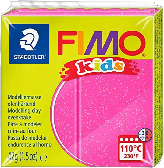 Слика на Глина, Полимерна, Glitter, 42гр., Staedtler, Fimo Kids, 8030-262, Розева