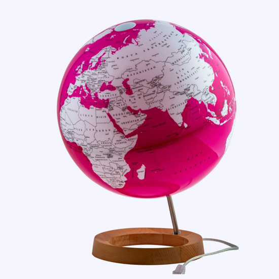 Слика на Глобус, 33цм, Англиски, LED, Gurbuz, Design globe, 45161, Розева