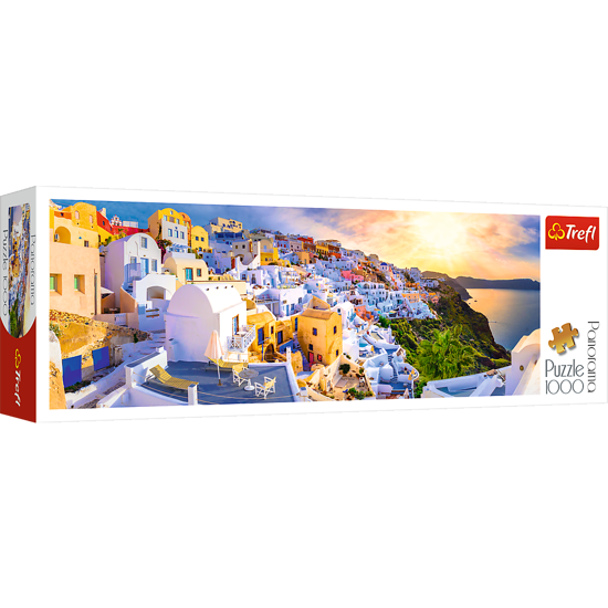 Слика на Сложувалка, Sunset in Santorini,Greece,1000 парчиња, 97*34, Trefl,Panorama,29054