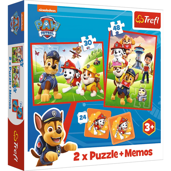 Слика на Сложувалка, Paw Patrol team in action, 2 слики+игра , 3y+, Trefl, 2in1, 93337