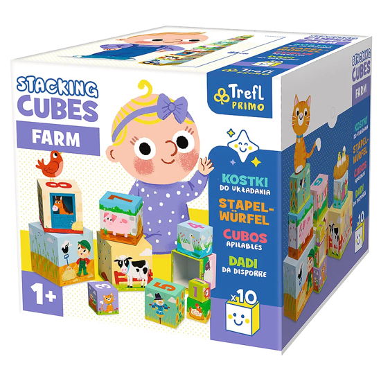 Слика на Коцки, Картонски, Stacking Cubes - Farm, 12 месеци, Trefl, 61795