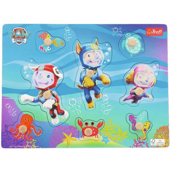 Слика на Сложувалка, Дрвена, Paw Patrol under water, 18 месеци, Trefl, Medium, 61631