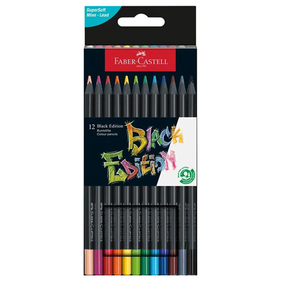 Слика на Бои дрвени, Сет 1/12, Faber Castell, Black edition, 116412
