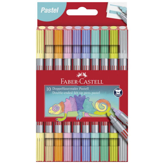 Слика на Фломастери, Школски, Сет 1/10, Дупли, Pastel, Faber Castell, 151112