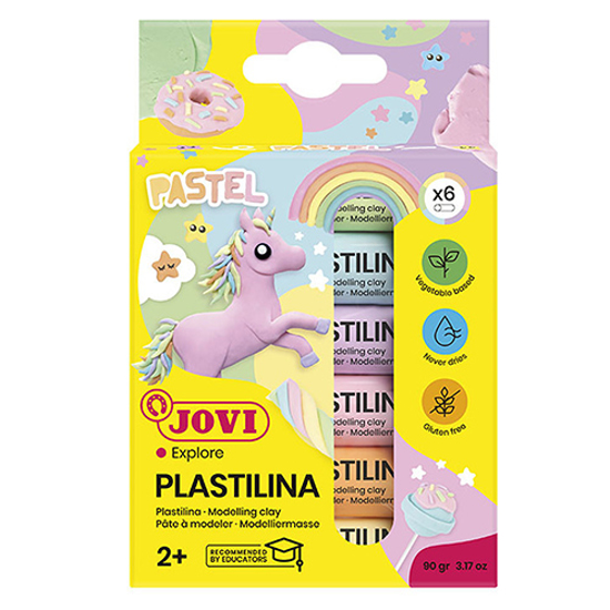 Слика на Пластелин, 15гр, Сет од 6 бои, Jovi, Plastilina Explore, 90/6P, Пастел микс бои