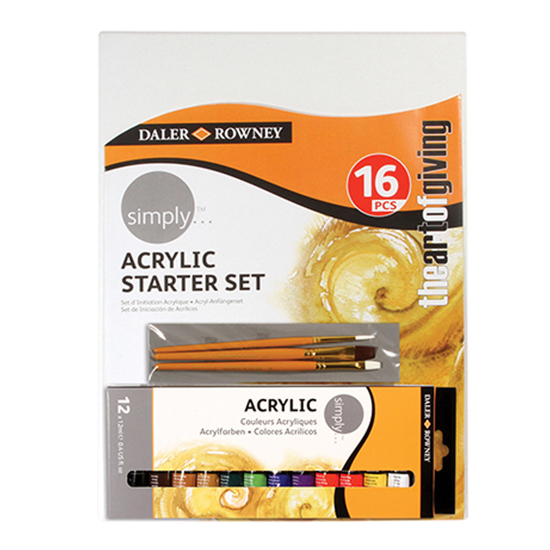 Слика на Бои, Акрилни, Сет 1/12, Daler Rowney, Simply Acrylic Starter Set, 126500005