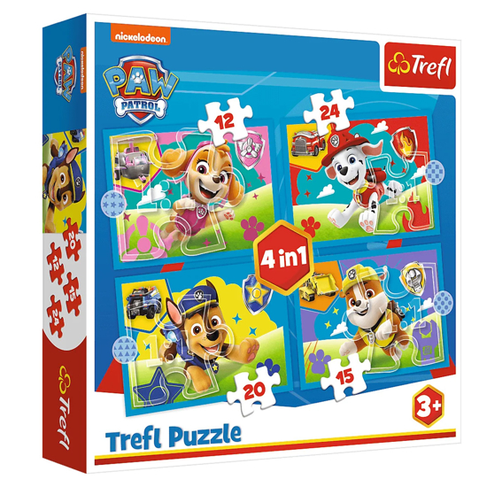 Слика на Сложувалка, Running Pupies , Paw Patrol, 4 Слики, 28,5*20,5цм, 4+,  Trefl, 34628