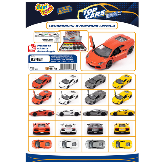 Слика на Количка, 1:38, Easy Toys, Lamborghini Aventador LP 700-4 17083, 834ET, Микс бои