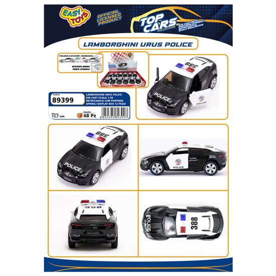 Слика на Количка, Полиција, 1:38, Easy Toys, Lamborghini Urus Police, 89399