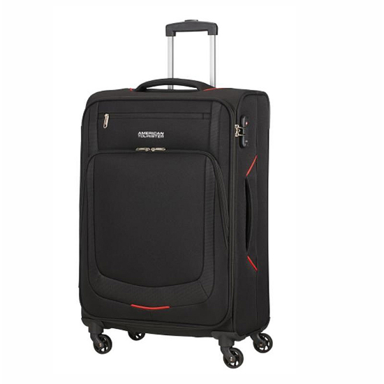 Слика на Куфер, 4 Тркала, Мека, American Tourister, 125806/1073, 44*67*27цм, Црна/црвена