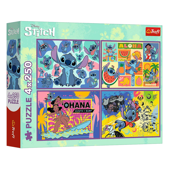 Слика на Сложувалка,  Disney Lilo&Stitch, 4*250 парчиња, Trefl, 13311