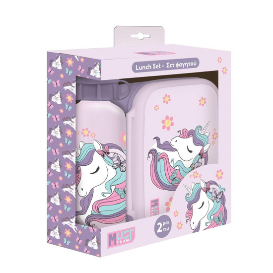Слика на Кутија За Ужинка,+ШишеЗа Вода,LovelyUnicorn, 800мл+500мл,Diakakis,Must,000586459