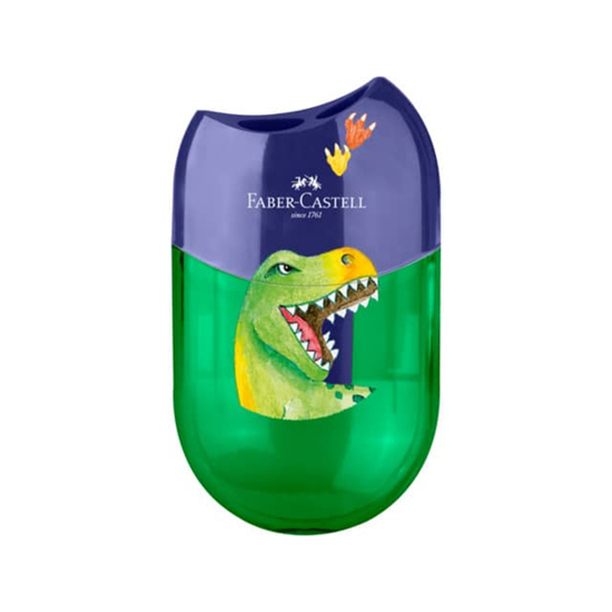 Слика на Острилка, Со 2 отвора, PVC кутија, Dino, Faber Castell, 183552, Зелена