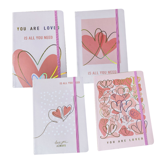 Слика на Нотес Со Ластик, А5, Love Hearts, BG Office, Микс, 508-039