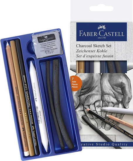 Слика на Моливи, Сет За Скицирање, Сет 1/7, Faber Castell, Charcoal Sketch Set, 114002