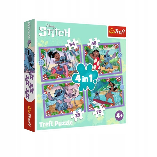 Слика на Сложувалка, Lilo & Stitch, 4 слики, 3+, Trefl, Crazy Day, 34633
