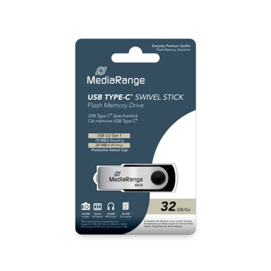 Слика на USB Flash Drive, 32GB, USB 3.2, Gen. 1, Media Range, MR1952, Црно-Сребрена