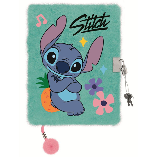 Слика на Дневник, Плишан, Со клуч, А5, 96 Листа, Lilo & Stitch, Bambino, 5903235683329