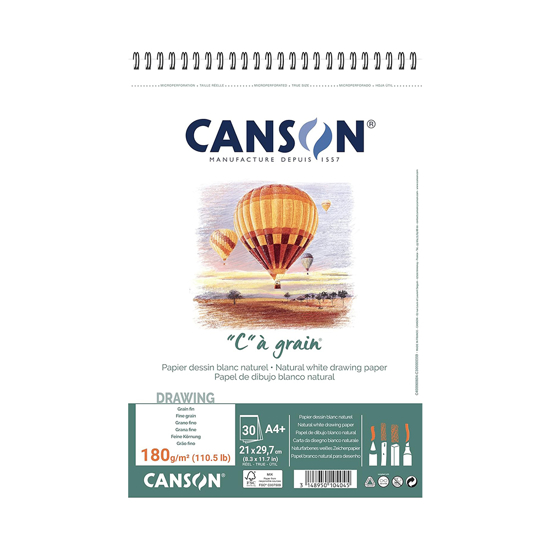 Слика на Блок, За Скицирање со спирала, А4+, 180 гр, 30 листа, Canson , 400060604