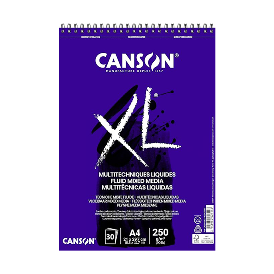 Слика на Блок, За Скицирање со спирала, А4, 250гр, 30 листа, Canson , Fluid Mix,400110533