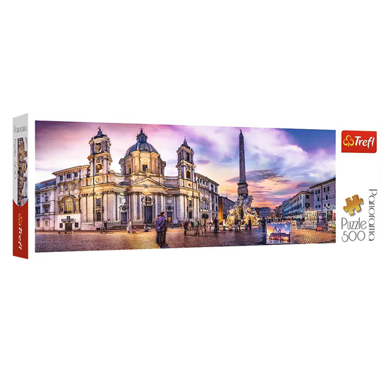Слика на Сложувалка, Piazza Navona, Rome, 500 парчиња, 66*24 цм, Trefl, Panorama, 29501