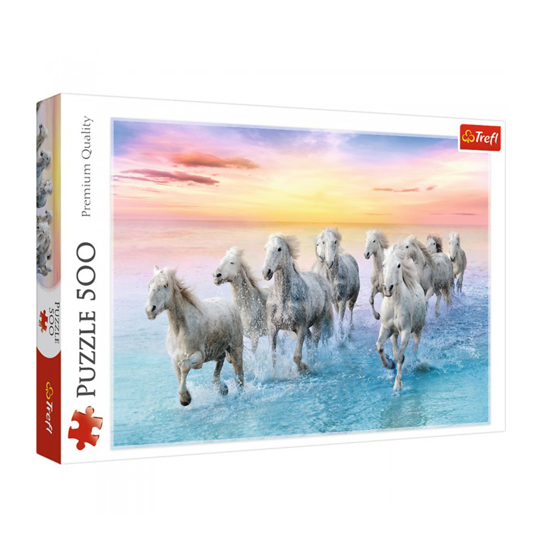 Слика на Сложувалка, White horses galloping, 500 парчиња, 48x34 cm, Trefl, 37289