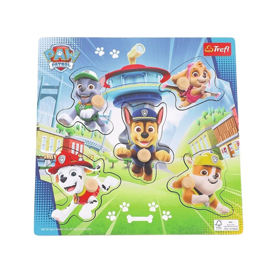 Слика на Сложувалка, Дрвена, Paw Patrol, 5 парчиња, 18m+, 22*22 цм, Trefl, Mini, 61620