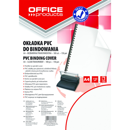 Слика на Корица, За вкоричување,А4, 1/100, 150мик, Пвц, PBS, OFFICE PRODUCTS, 20221515-90