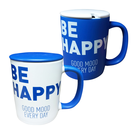 Слика на Шолја, Керамичка, Со Капак, BG Office, Be Happy , S3271