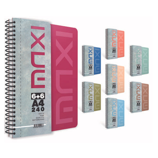 Слика на Тетратка , Со спирала, А4, 6+6 , 240 листа, Gipta, MAXI, 6568