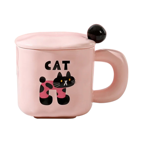 Слика на Шолја, Керамичка, Со Капак, Квадратна, BG Office, Cat, S2299