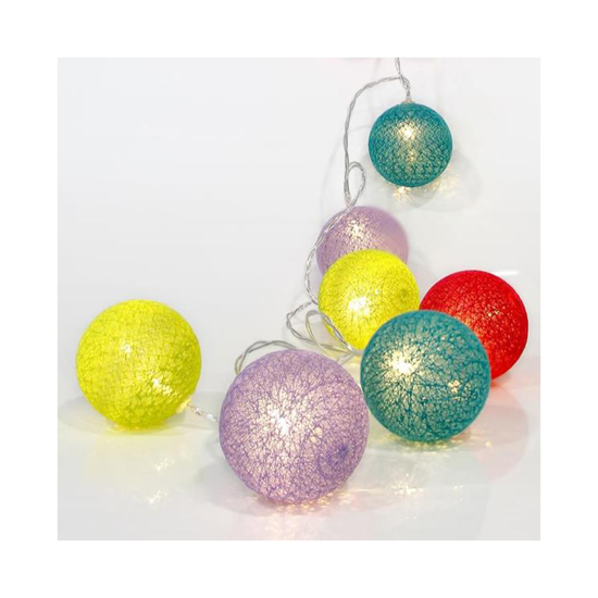 Слика на Линиски 10 лед памучни топчиња со кутија за батерии,топло бело 600-11123