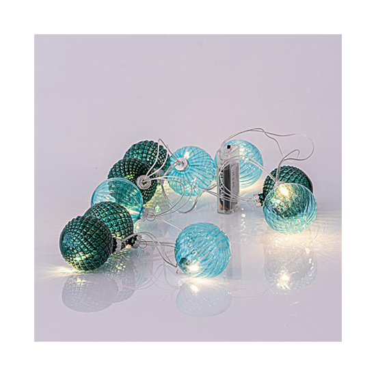 Слика на Линиски 10 лед 5мм, зелени стаклени топки со батерии 600-11245
