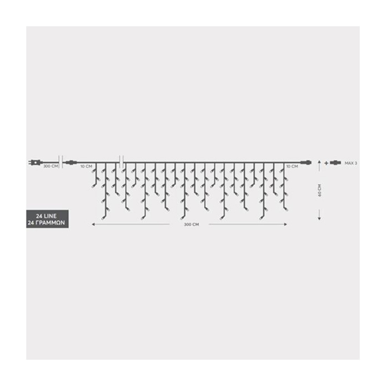 Слика на Мрежа мразулци 144 лед од 3мм 36V адаптер со 8 програми 60х300цм 600-11359