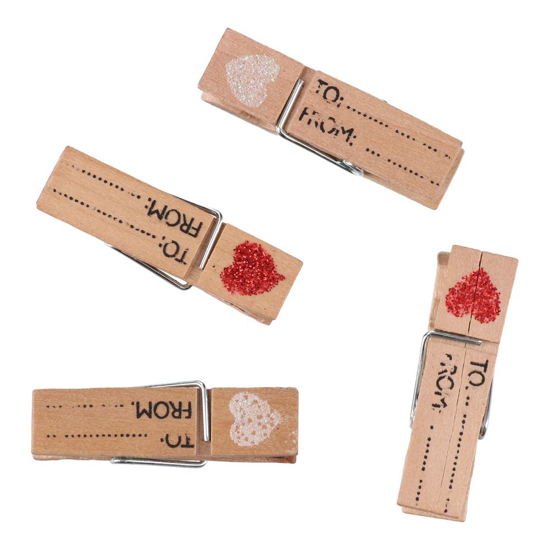 Слика на Декорации, Штипки, Со срце, Дрвени, Сет 1/4, Statovac, Junior, 137232