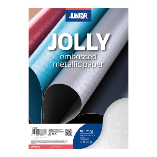 Слика на Хартија, Релјефна, Металик, А4, 250гр., 1/1, Statovac, Junior, 136201, Бела